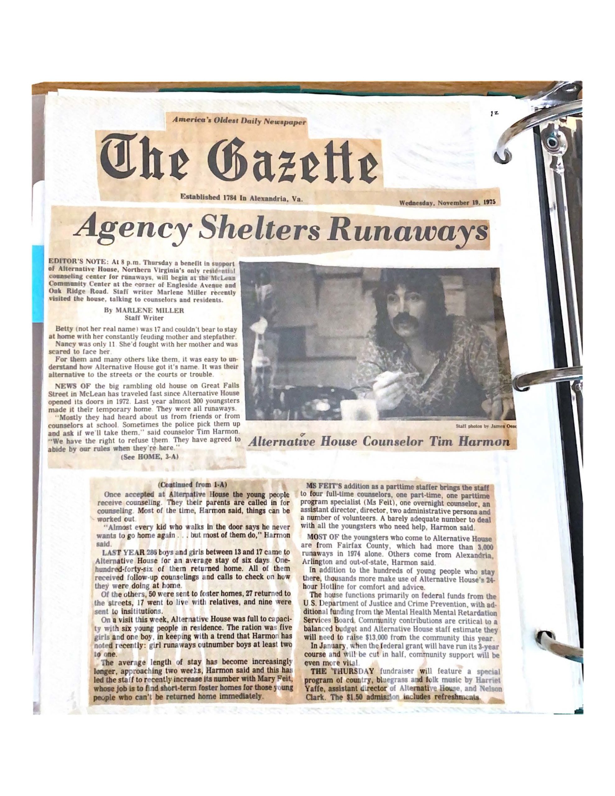 1975 Agency Shelters Runaways in The Gazette_Page_1