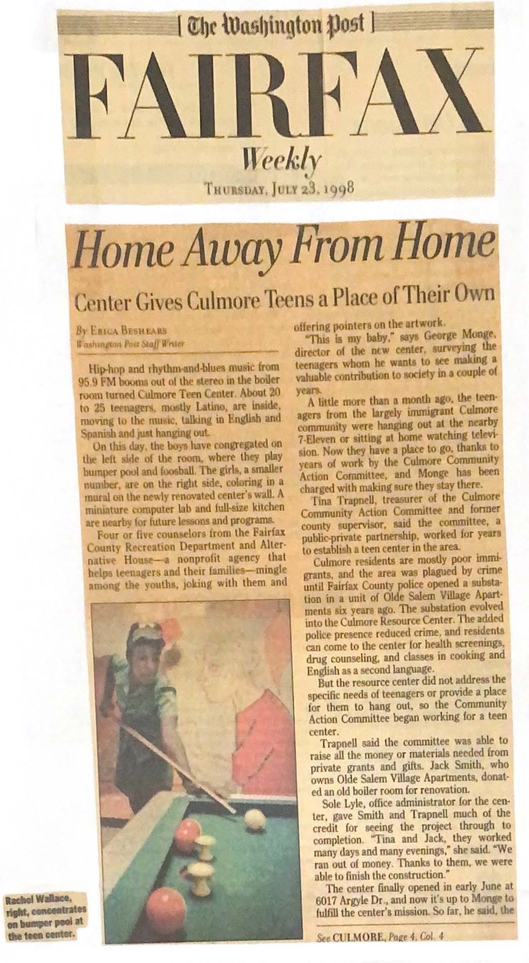 1998 Washington Post Feature on Culmore Teen Center