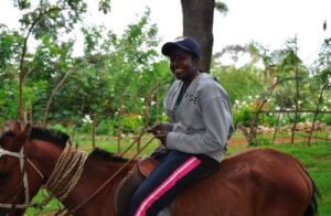 Chrystel on horseback