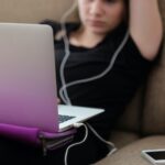 Woman working on a laptop