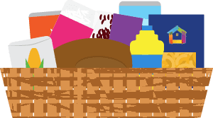 Basket with food items